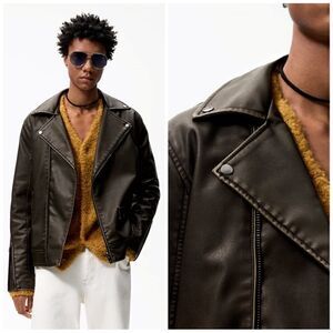 ZARA MENS FAUX LEATHER BIKER JACKET
